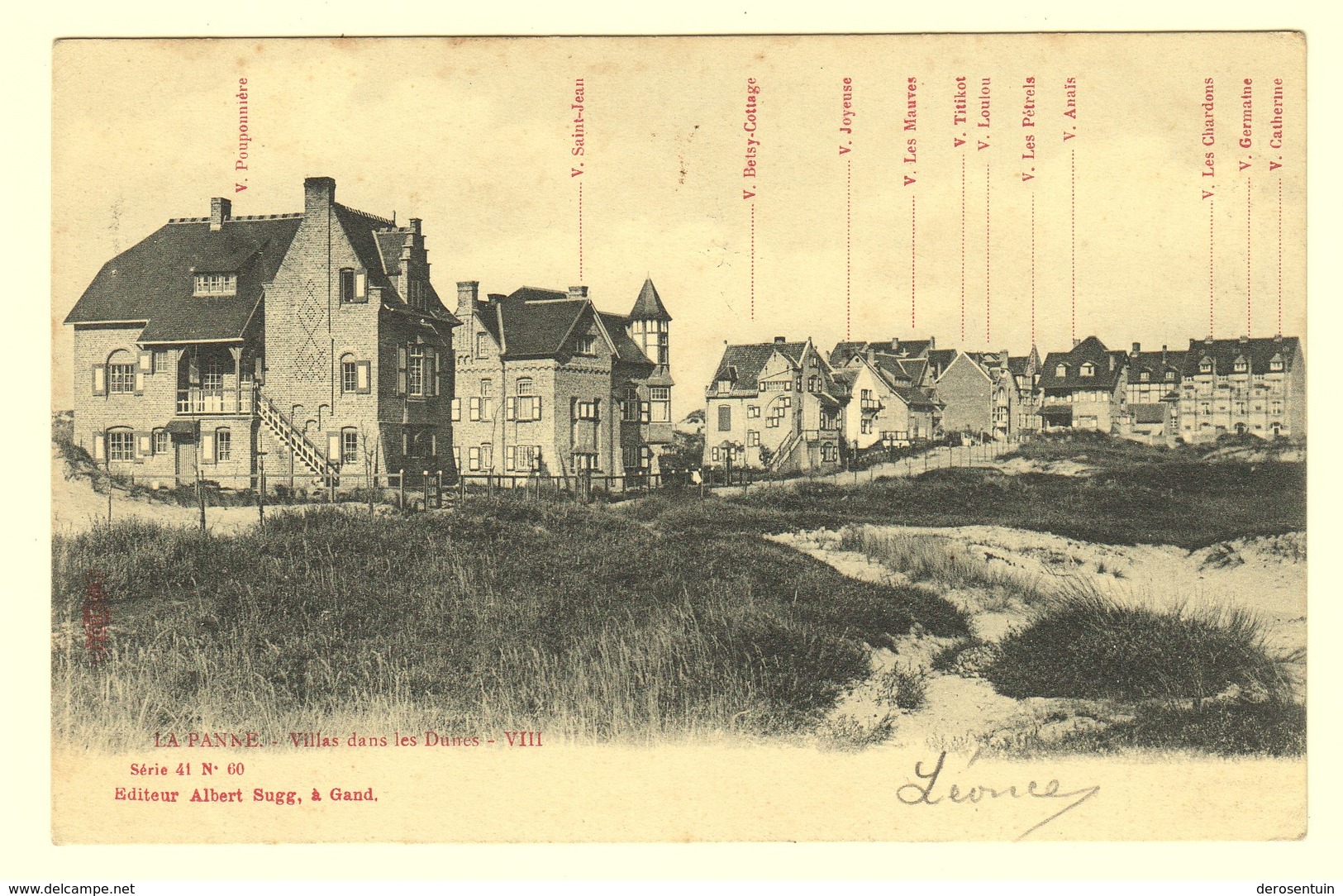 A1334	[Postkaart] La Panne. - Villas Dans Les Dunes - VIII (Albert Sugg, Excelsior) [de Villa Pouponnière Saint Jean ..] - De Panne