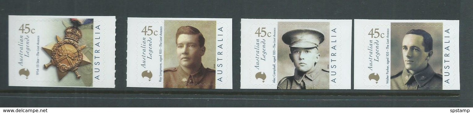 Australia 2000 The Last Anzacs Self Adhesives Set Of 4 Singles Ex Booklet MNH - Mint Stamps