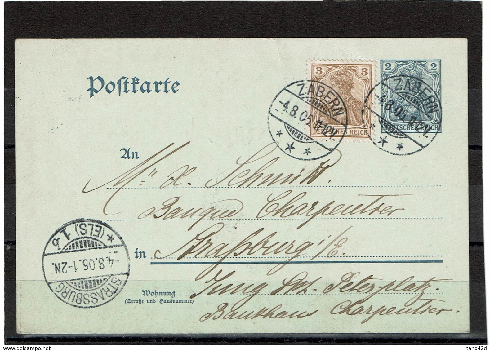 LCTN59/ALS 2 - ALSACE LORRAINE - CP  ZABERN 4/8/1905 - Other & Unclassified