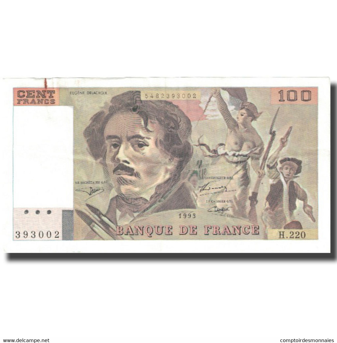 France, 100 Francs, Delacroix, 1993, 1993, TB+, Fayette:69bis.7, KM:154g - 100 F 1978-1995 ''Delacroix''