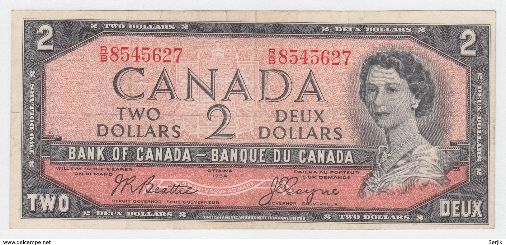 Canada 2 Dollars 1954 (1955-61) VF+ Pick 76a - Canada