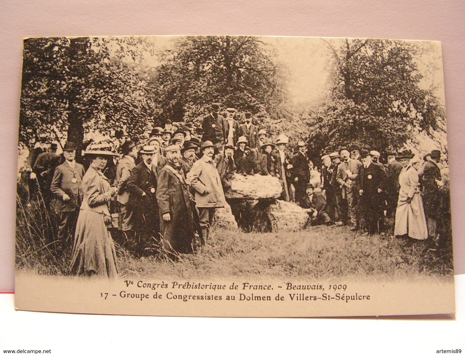 CPA 60 OISE CONGRES PREHISTORIQUE BEAUVAIS 1909 GROUPE CONGRESSISTES DOLMEN DE VILLERS SAINT SEPULCRE  484 - Beauvais