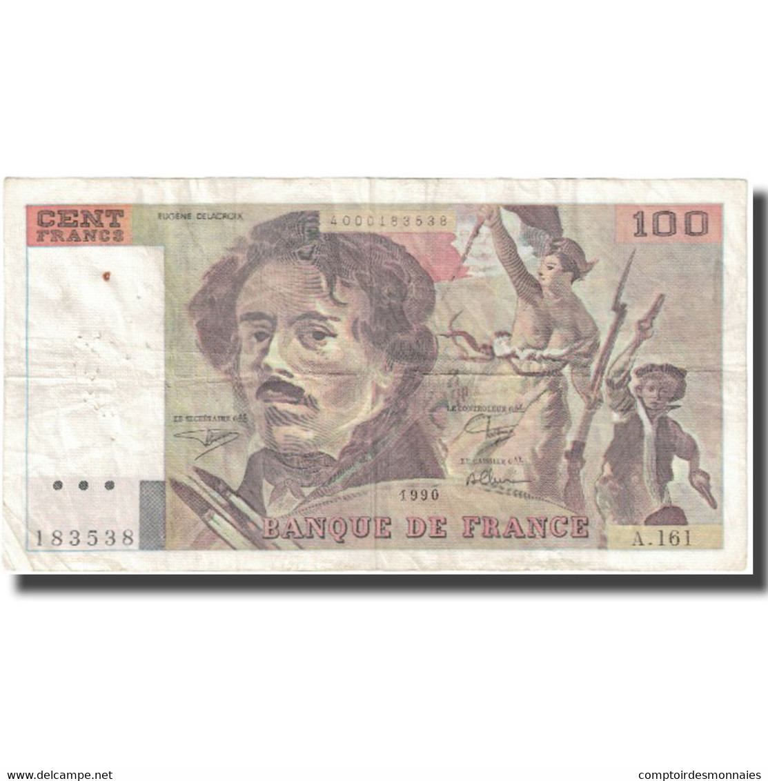 France, 100 Francs, Delacroix, 1990, 1990, TB+, Fayette:69bis.2b, KM:154e - 100 F 1978-1995 ''Delacroix''