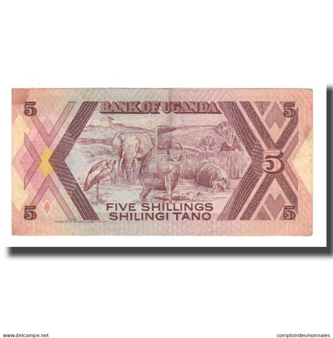 Billet, Uganda, 5 Shillings, 1987, KM:15, SUP - Oeganda