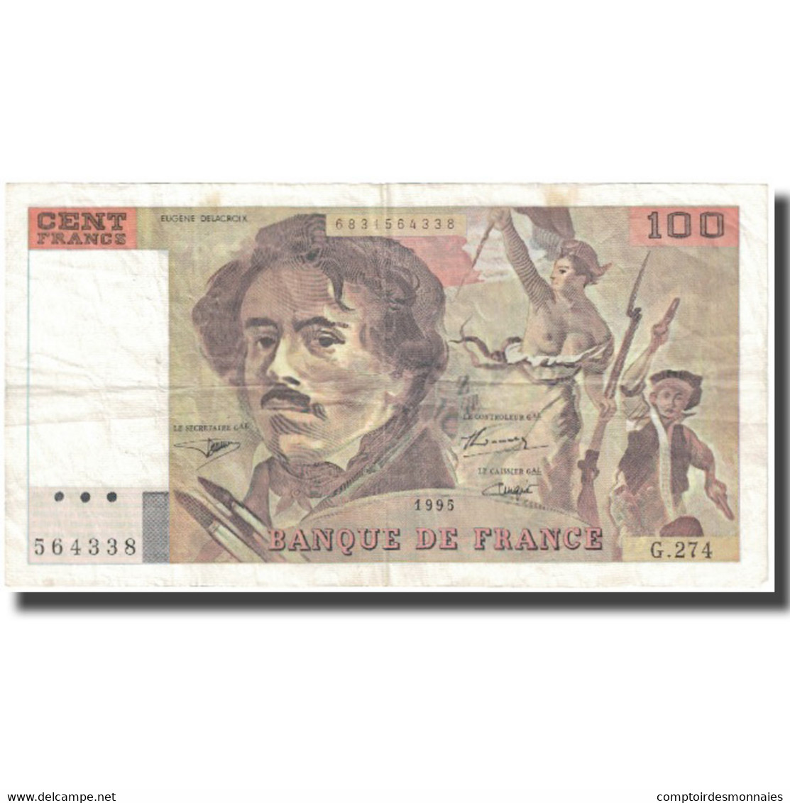 France, 100 Francs, Delacroix, 1995, 1995, TTB, Fayette:69 Ter 2b, KM:154h - 100 F 1978-1995 ''Delacroix''