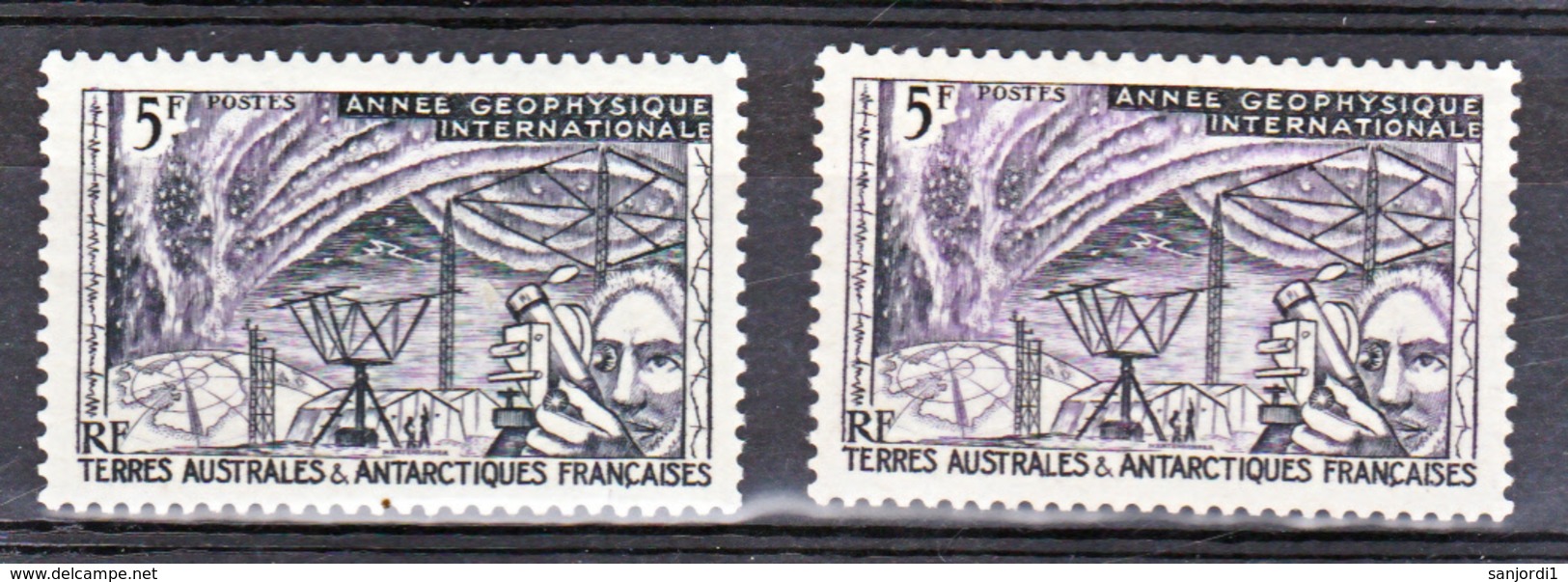 TAAF     8 Année Géophysique Variété Noir Visage Etc..et Violet   Neuf ** MNH Sin Charmela - Nuevos