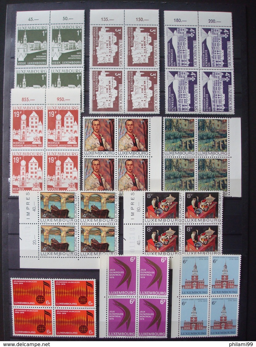 LUXEMBURG 7 SCANS MNH** BLOCS OF 4 - Collections
