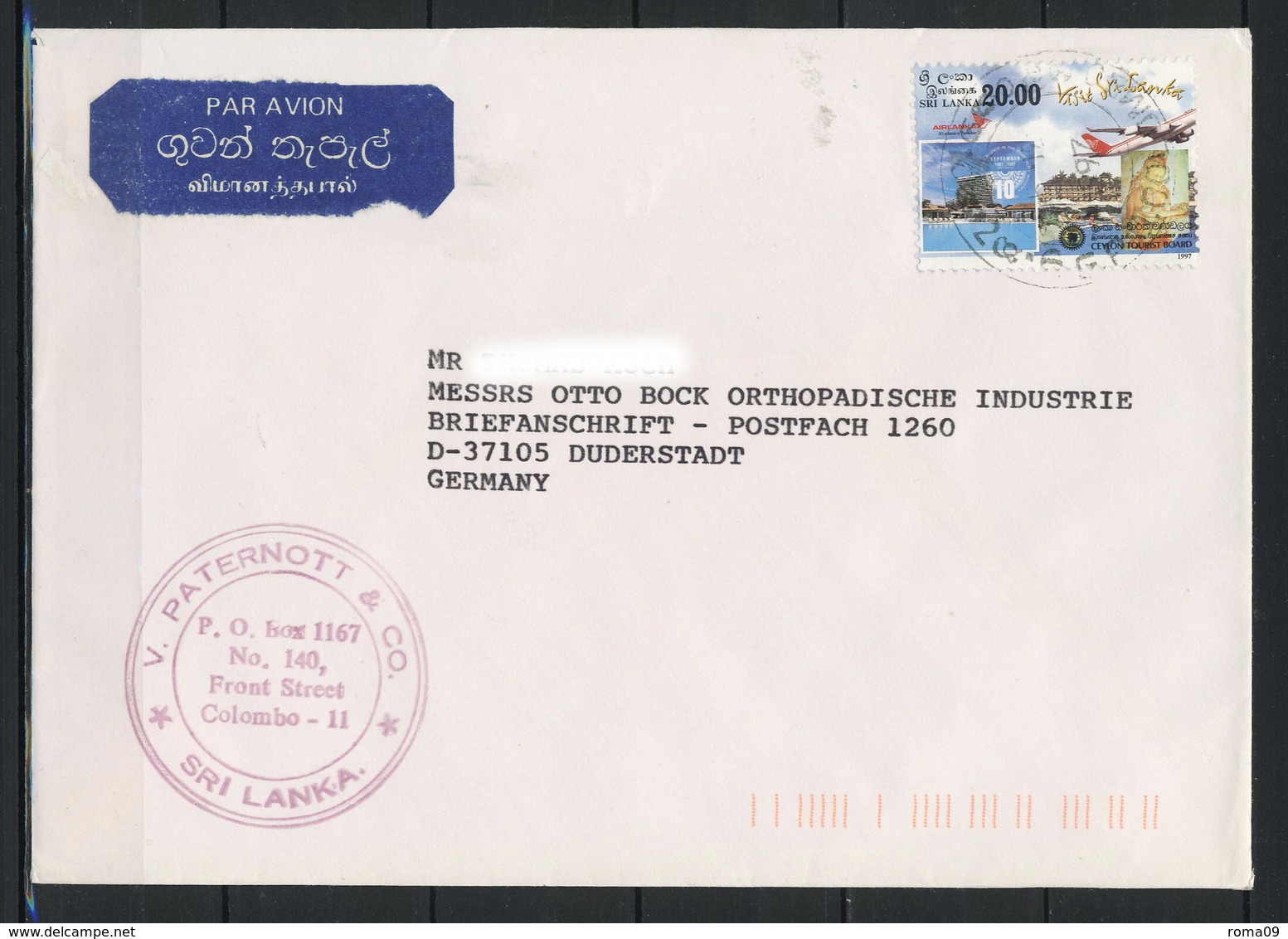 Sri Lanka, MiNr. 1143, Tourismus; Einzelfrankatur Auf Luftpostbrief Nach Deutschland; E-144 - Sri Lanka (Ceylon) (1948-...)