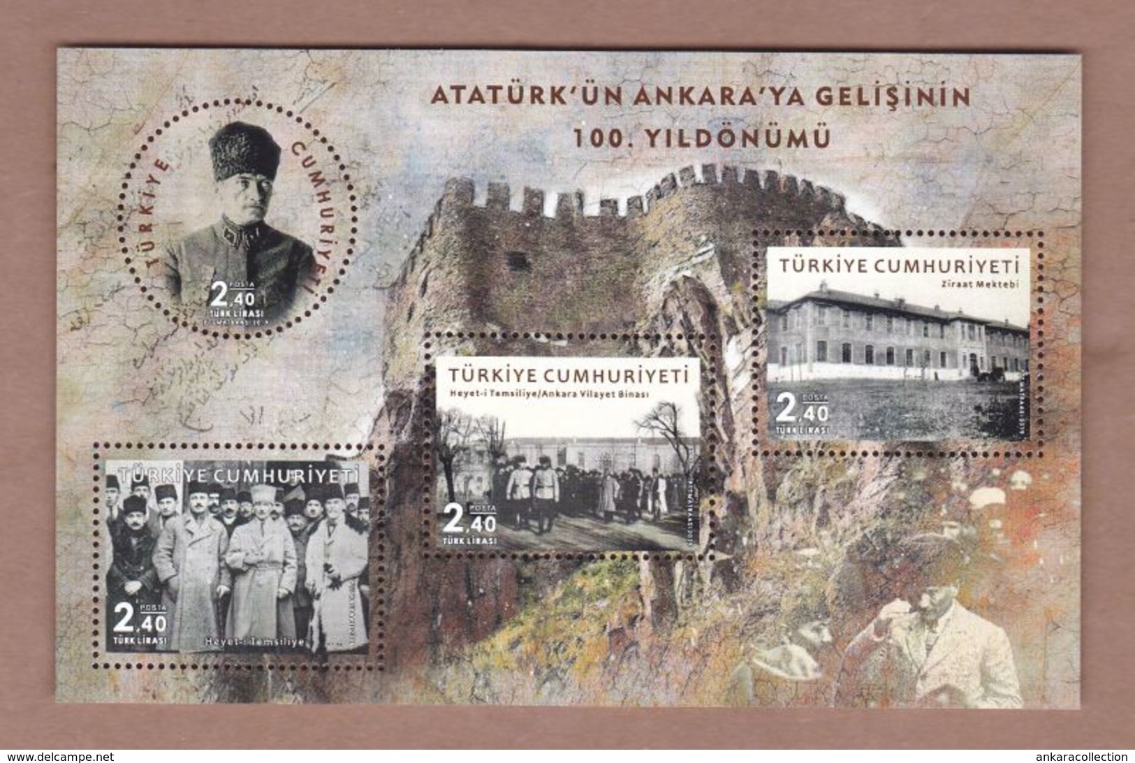 AC - TURKEY BLOCK STAMP - CENTENARY OF MUSTAFA KEMAL ATATURK'S ARRIVAL IN ANKARA MNH 27 DECEMBER 2019 - Blocks & Kleinbögen