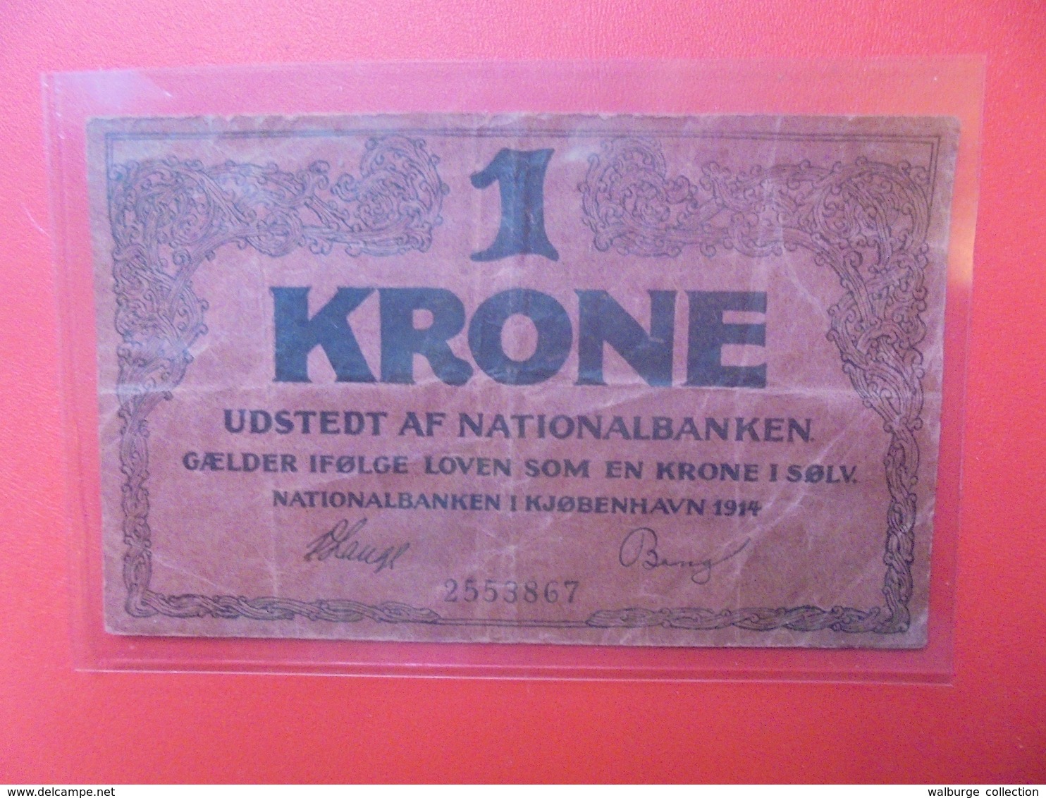 DANEMARK 1 KRONE 1914 CIRCULER (B.10) - Dinamarca