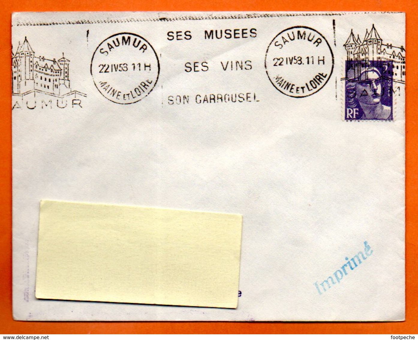 SAUMUR   SES VINS SON CARROUSEL  1953  Lettre Entière N° MN 22 - Mechanical Postmarks (Advertisement)