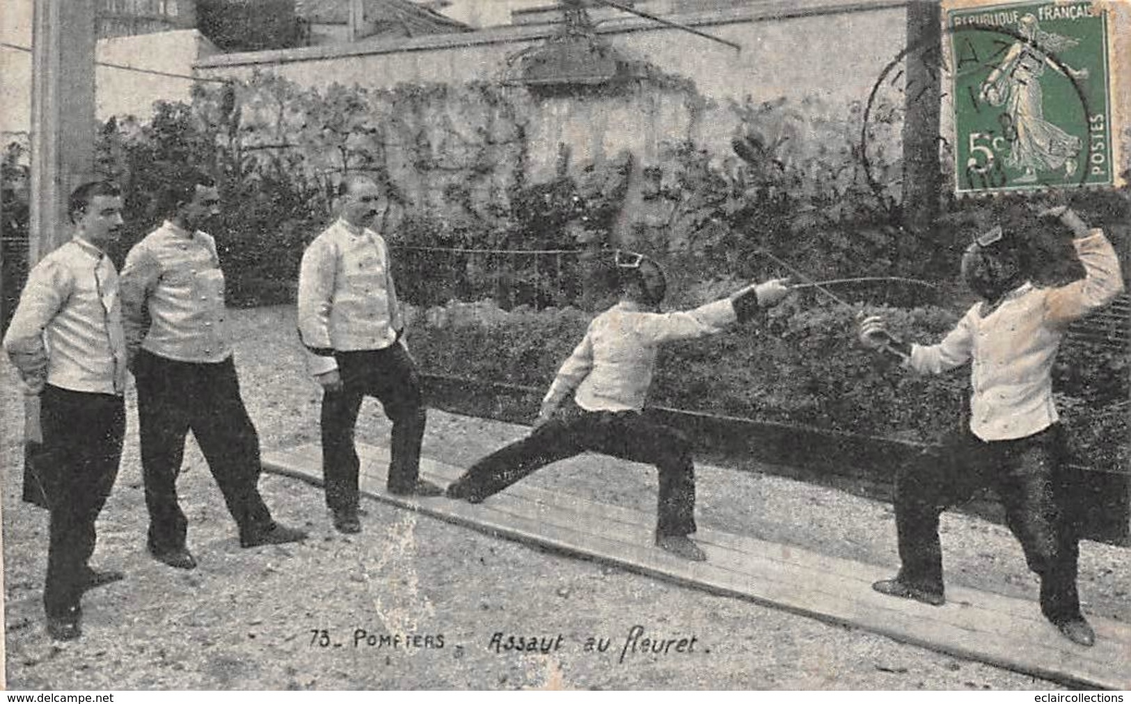 Thème   Escrime.    Pompiers    Assaut Au Fleuret 2       (Carte Mal Massicotée D'origine  Voir Scan) - Fencing