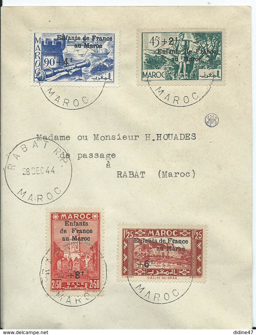 FRANCE - MAROC -lettre Avec Timbres Surchargés ENFANTS DE FRANCE AU MAROC  Au Départ De RABAT R.P. - Cartas & Documentos