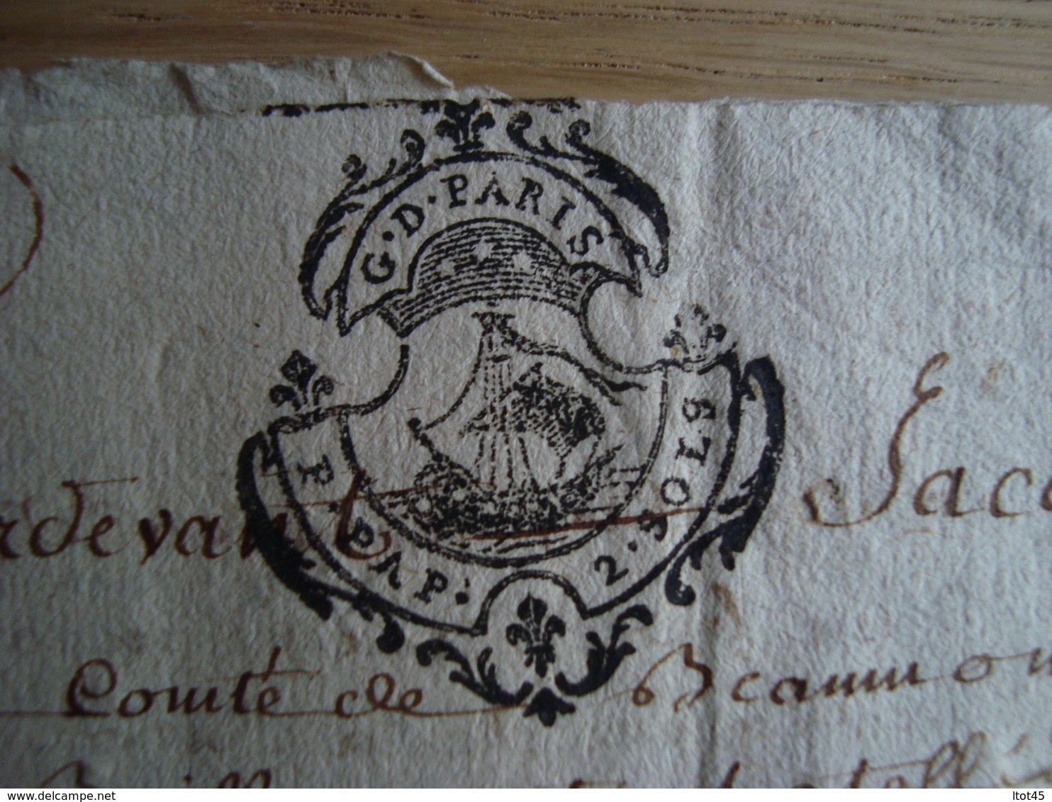 MANUSCRIT 1753 CACHET G.D PARIS 2 SOLS - Manuscrits