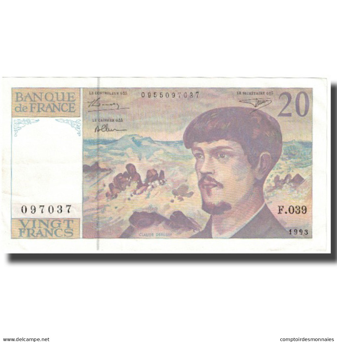 France, 20 Francs, Debussy, 1993, 1993, SPL, Fayette:66 Bis.4, KM:151h - 20 F 1980-1997 ''Debussy''