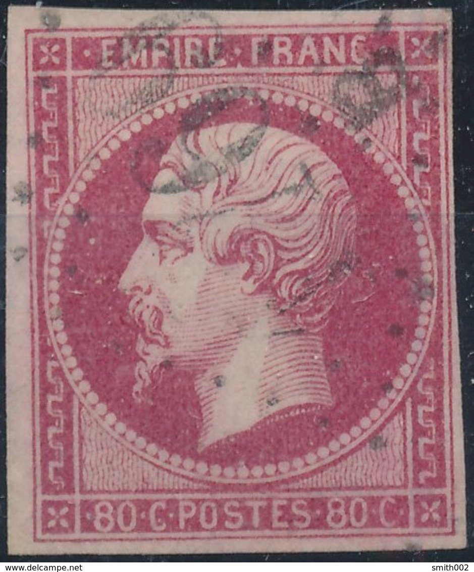 FRANCE - 1854, Mi 16, Yt 17, 80c Napoleon III, Oblitére, Signed - 1853-1860 Napoléon III