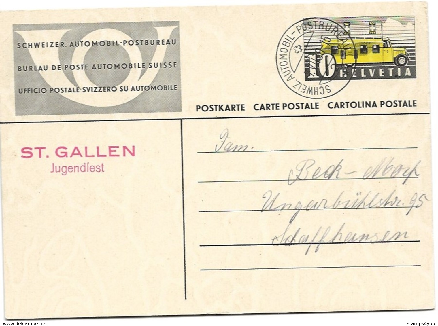 123 - 38 - Entier Avec Oblit Spéciale "St Gallen Jugendfest" 1938 - Marcophilie