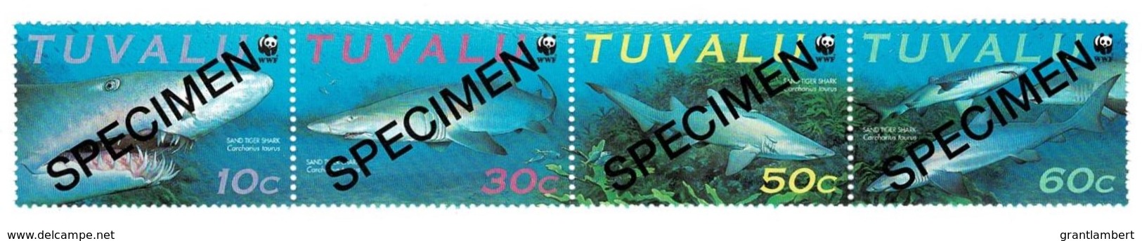 Tuvalu 2000 Sand Tiger Shark Set Of 4 SPECIMEN MNH - See Notes - Tuvalu