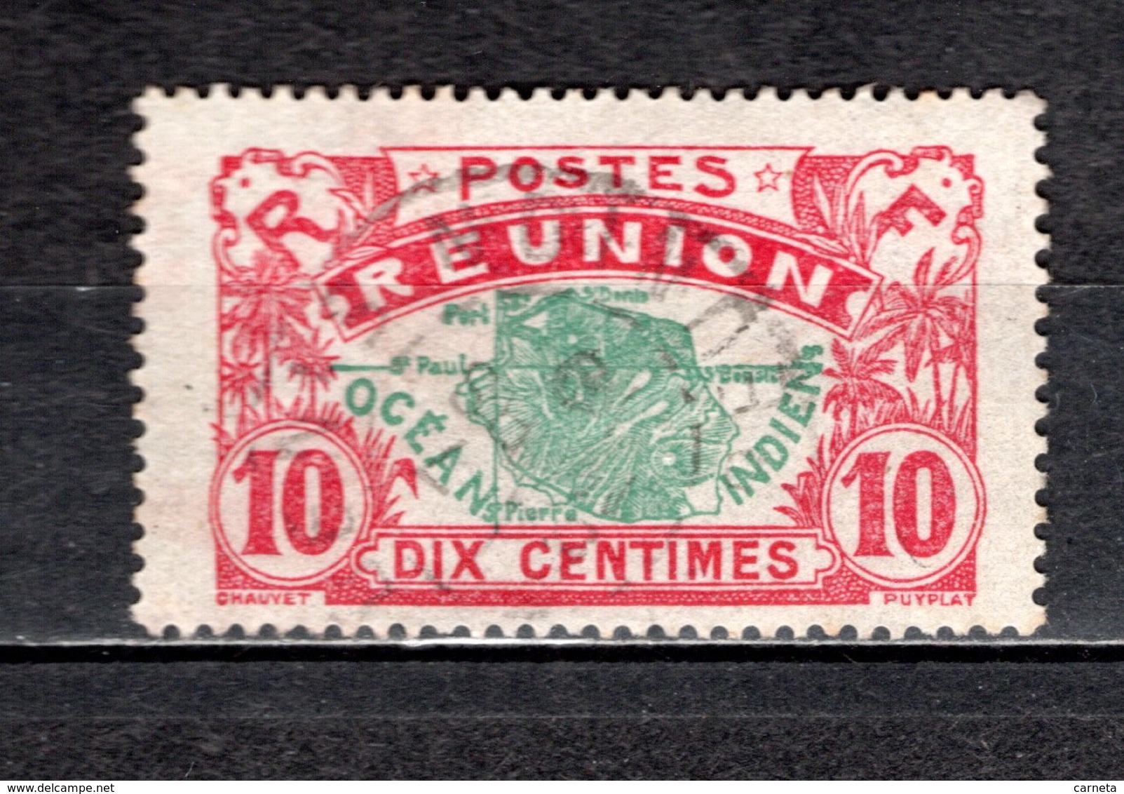 REUNION   N° 60     OBLITERE   COTE 0.40€    CARTE DE L'ILE - Usati