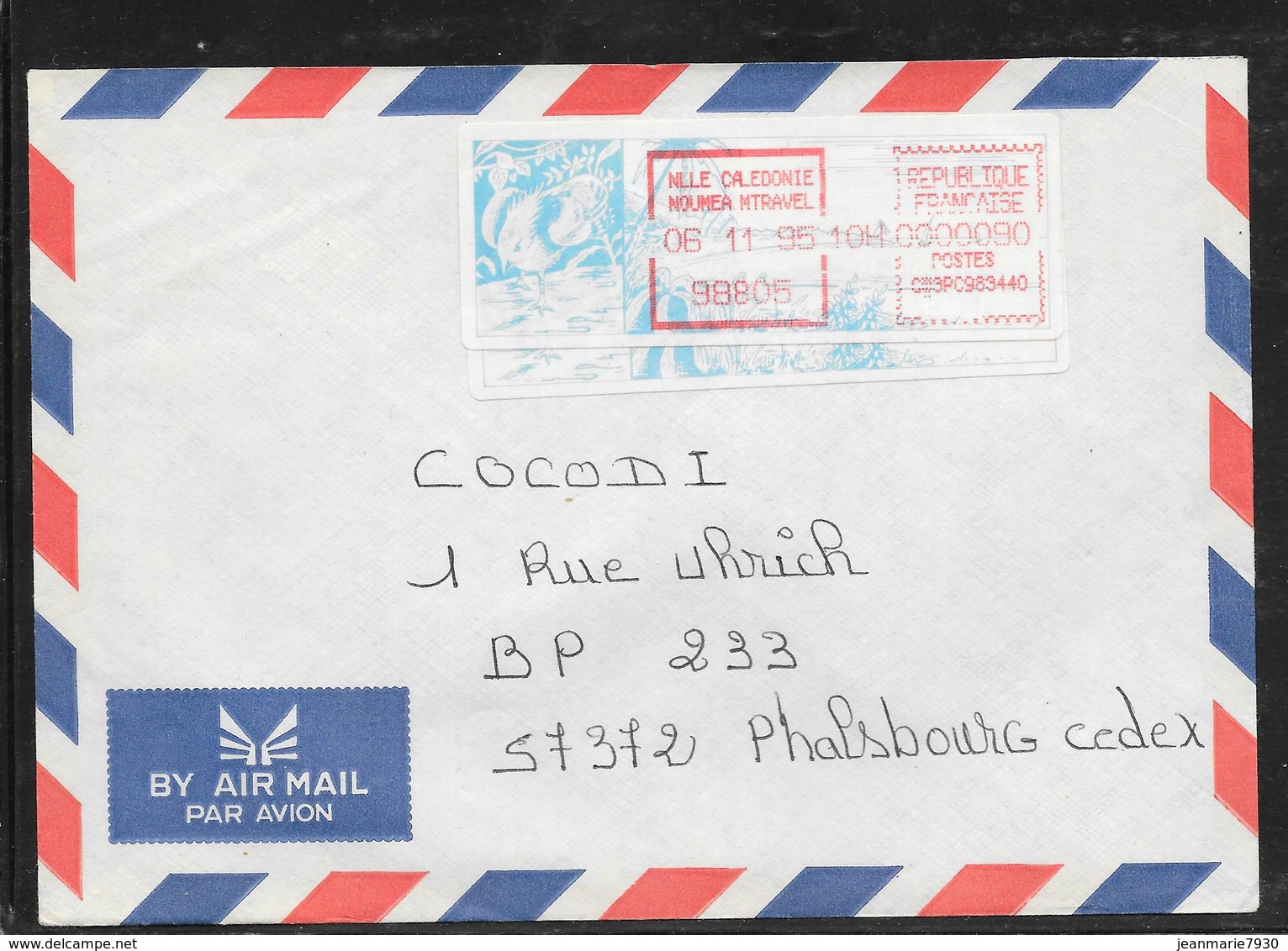 1712002 - LETTRE DE NOUMEA MTRAVEL (NOUVELLE CALEDONIE) DU 06/11/95 POUR PHALSBOURG - 1961-....