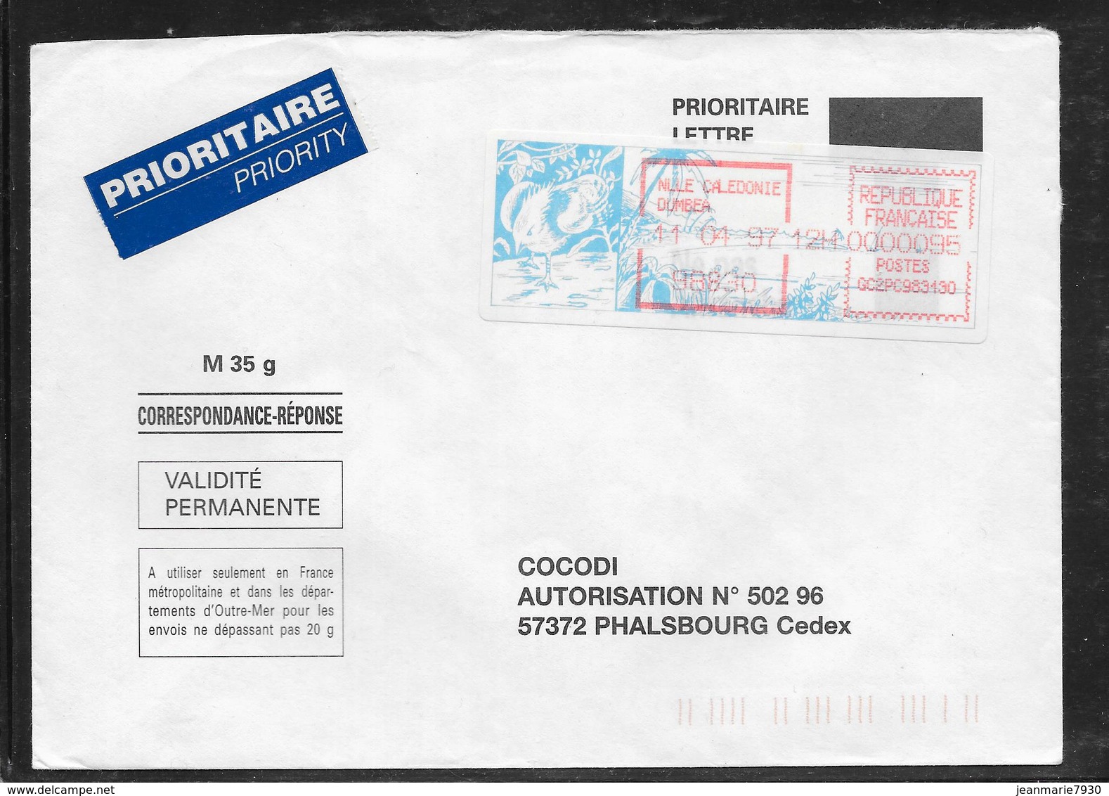 1712010 - LETTRE DE DUMBEA (NOUVELLE CALEDONIE) DU 11/04/97 POUR PHALSBOURG - 1961-....