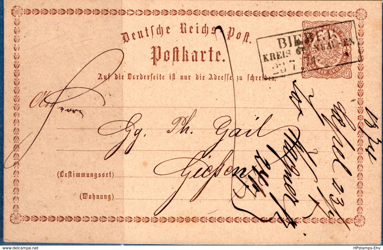 Bieber Kreis Gelnhausen 23 7 73 Rechteckstempel Auf Postkarte P1, Germany 1812.2851 - Andere & Zonder Classificatie
