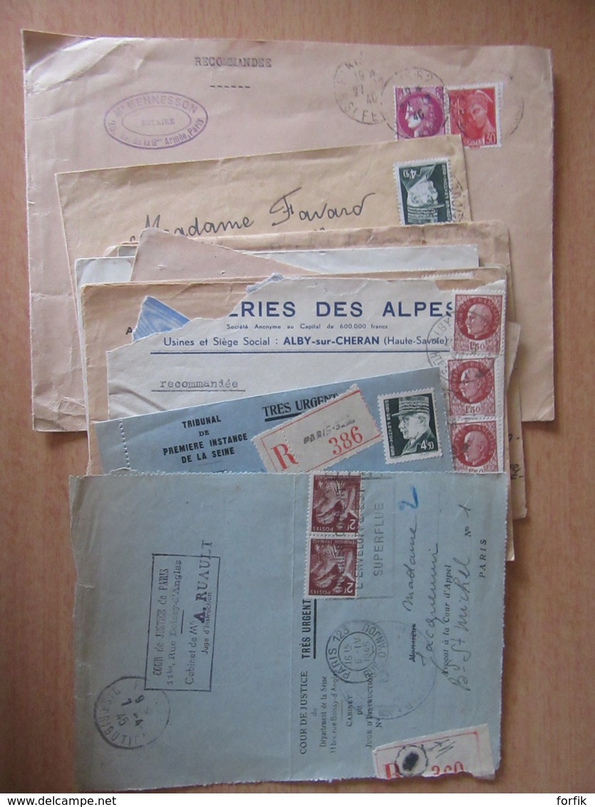 Guerre 39-45 - Lot De 15 Enveloppes Recommandées Circulées En 1940 Et 1945 Dont Jugements - Guerre De 1939-45