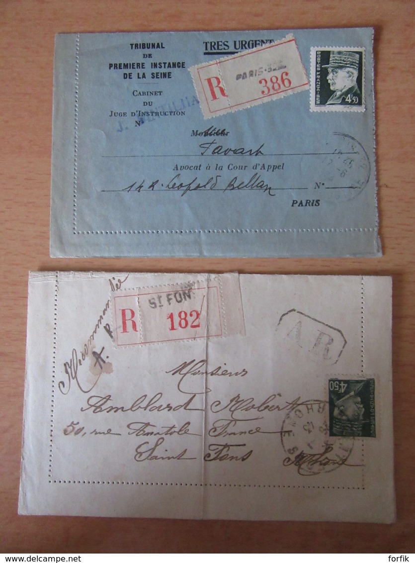 Guerre 39-45 - Lot De 15 Enveloppes Recommandées Circulées En 1940 Et 1945 Dont Jugements - Guerre De 1939-45