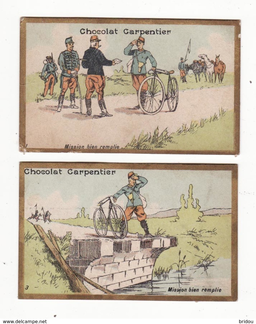 Chromo  CHOCOLAT CARPENTIER   Lot De 2   Militaires     10.4 X 6.5 Cm - Autres & Non Classés