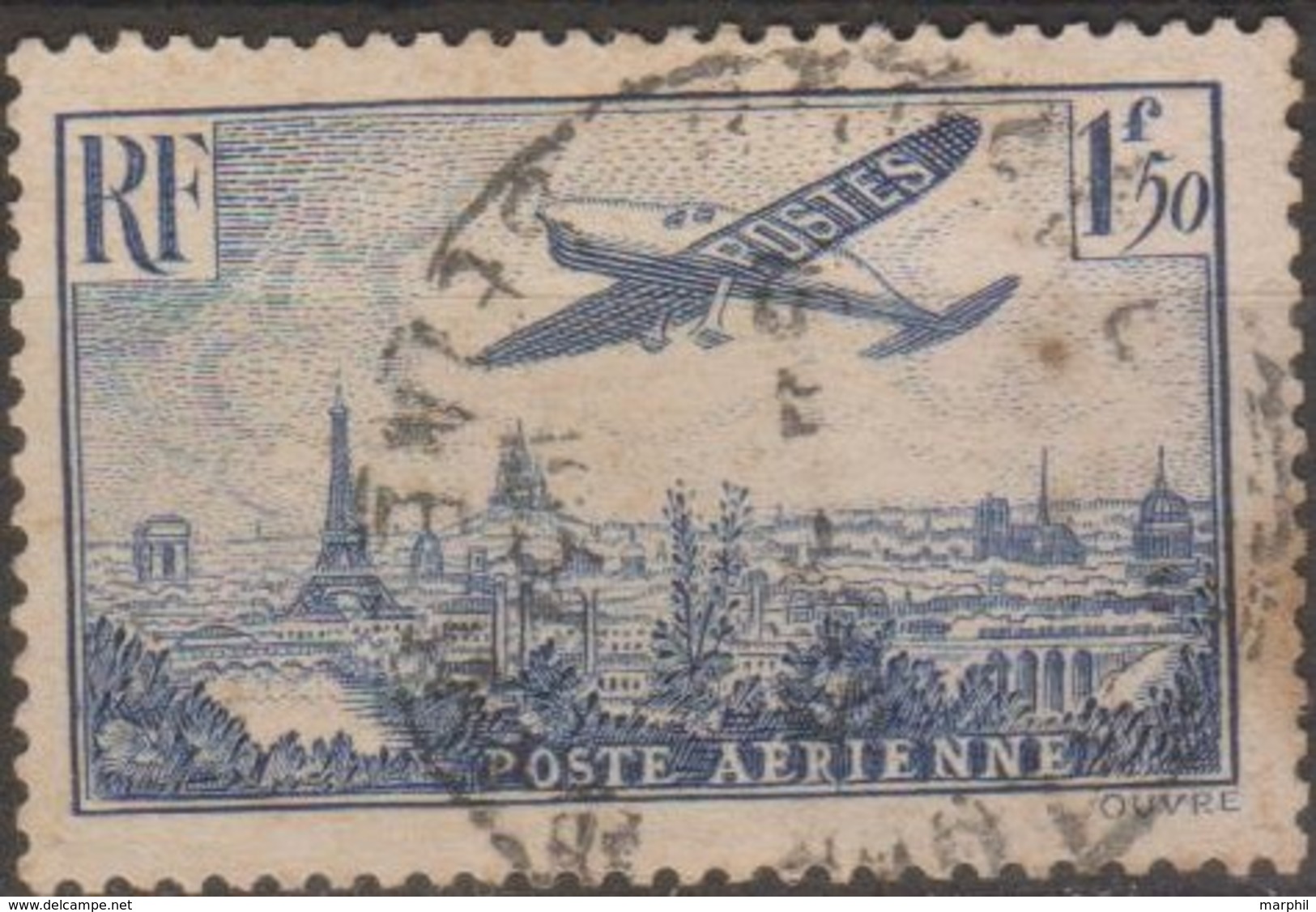 Francia 1936 YvN°A9 Posta Aerea 1f50 (o) Vedere Scansione - 1927-1959 Usati