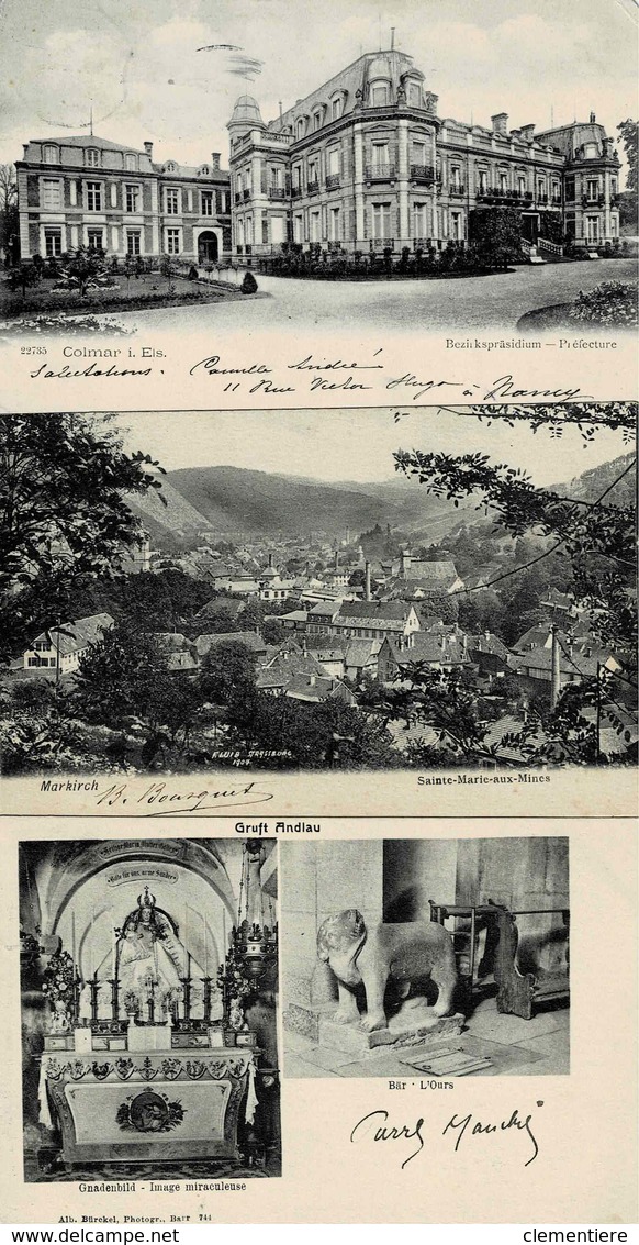 TP N° 81 à 83 Sur 3 Cartes Postales Postées à Colmar, Markich Et Andlau - Sonstige & Ohne Zuordnung