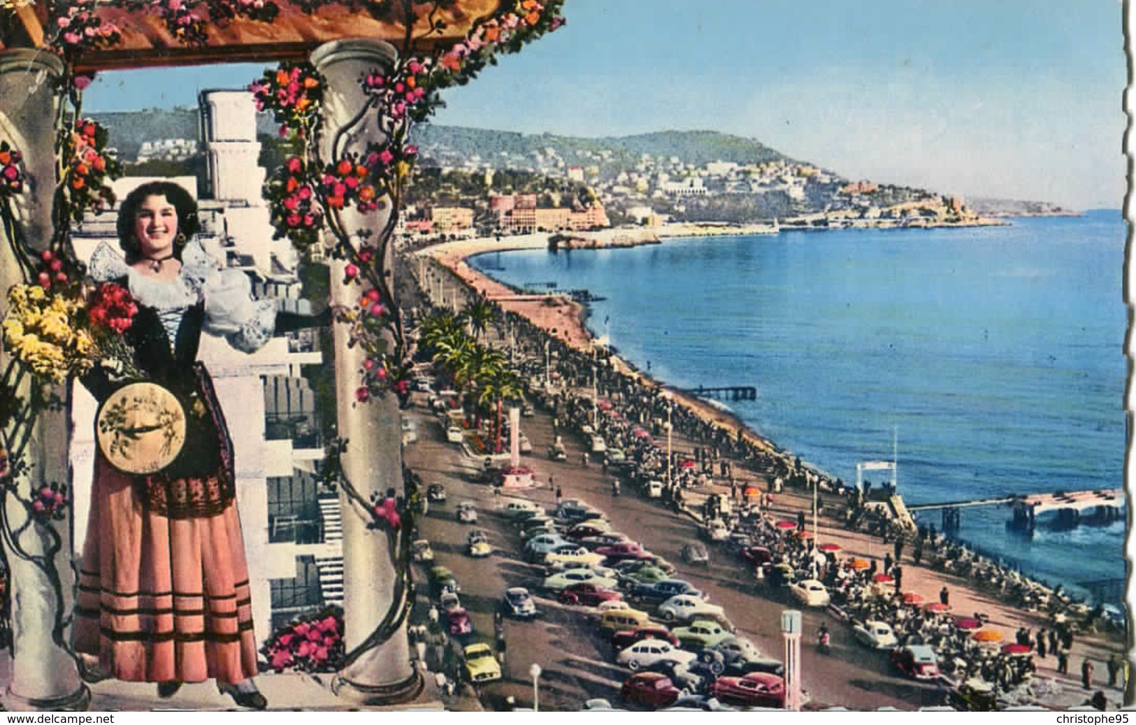06 .20658 . Nice . La Promenade Des Anglais Et Une Jolie Nicoise .cpsm . - Lots, Séries, Collections