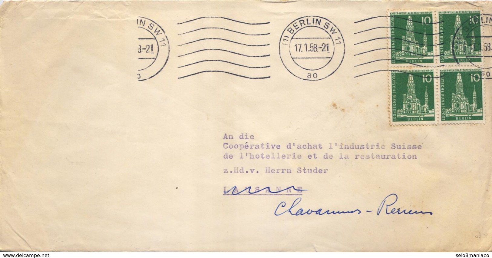 C2126- Germany/Berlin-Readdressed Cover To Lausanne, Switzerland-1958 - Briefe U. Dokumente