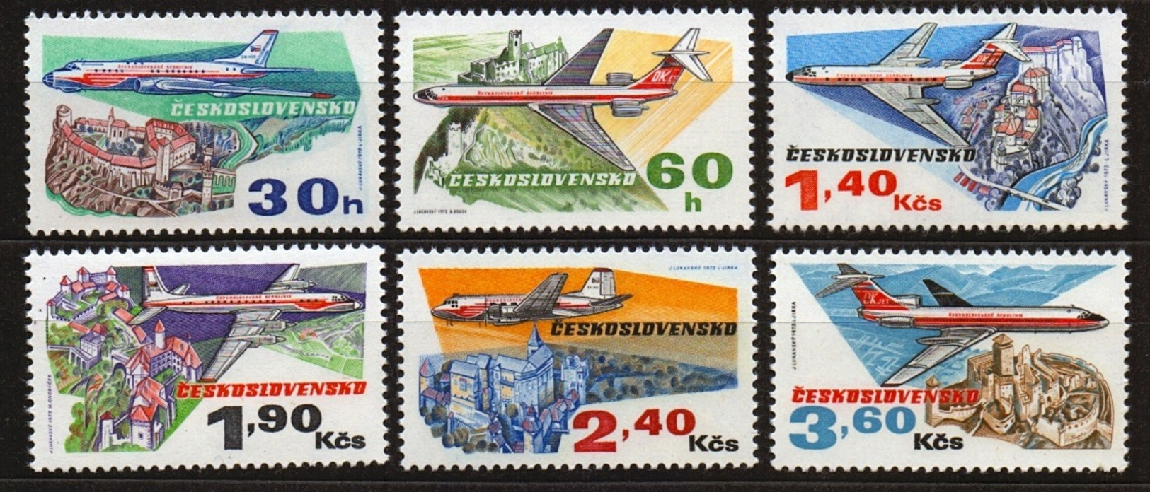 1973 Czechoslovakia MNH - Mi 2166-2171 ** MNH - Flugpost • Airmail • Poste Aérienne - PLANE , AVION - Ungebraucht
