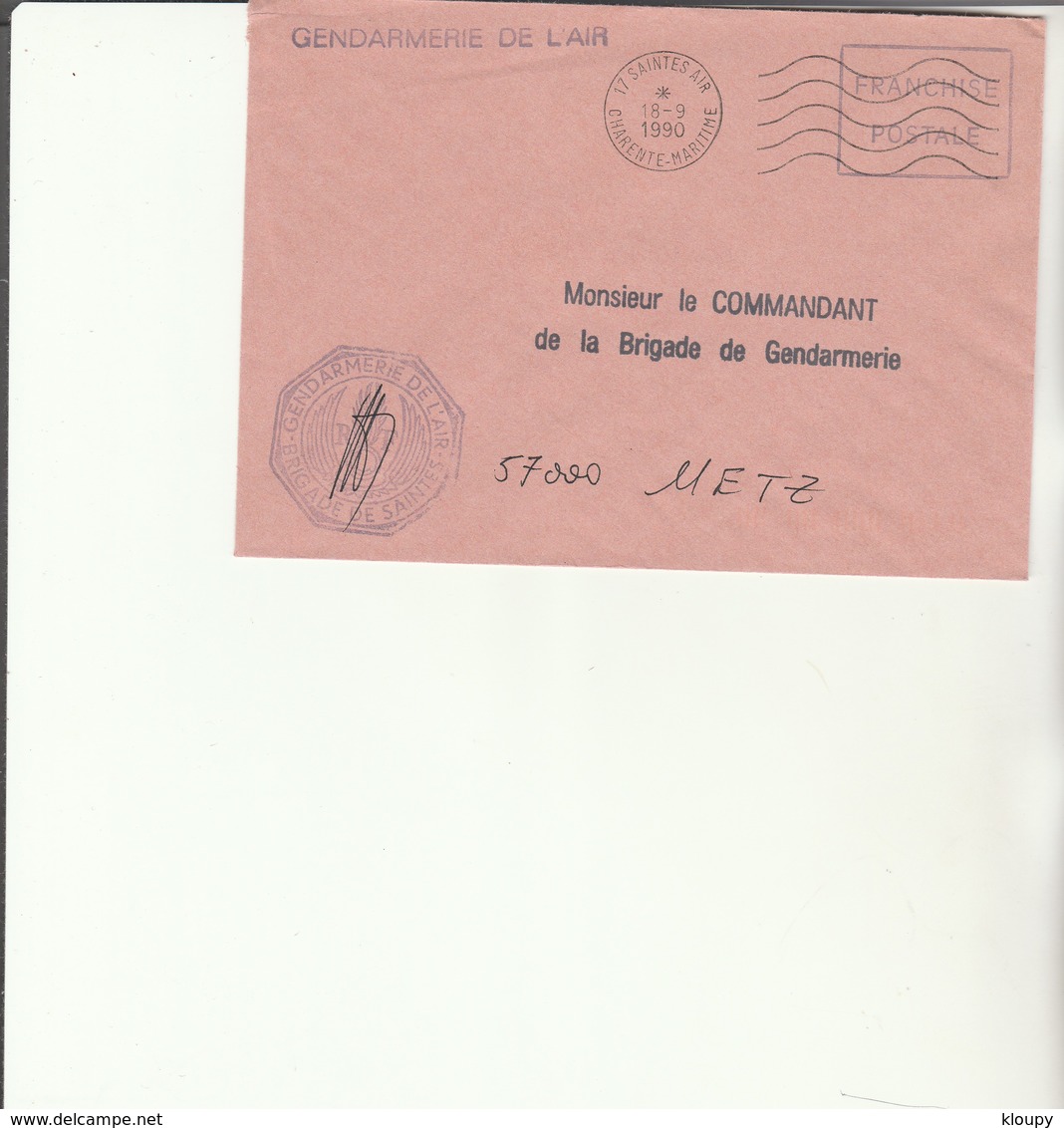 H 4 -  Enveloppe  Gendarmerie De L'Air  SAINTES - 1960-.... Lettres & Documents