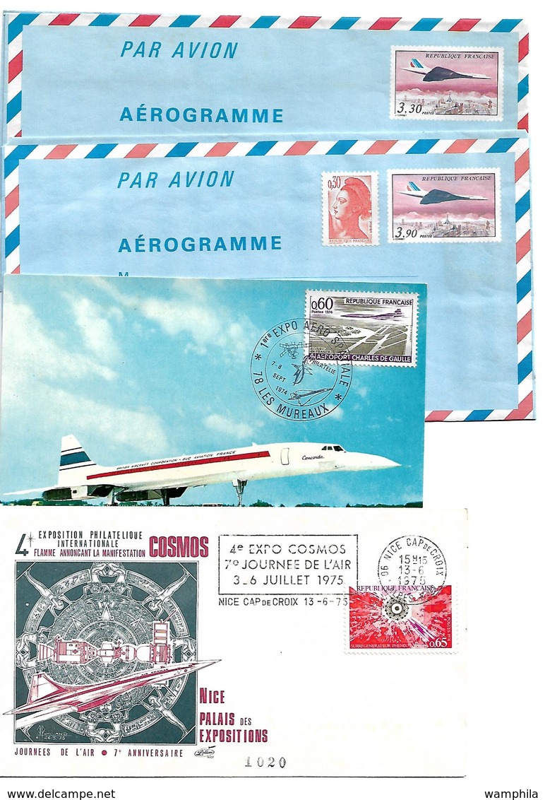 Un Lot De 14 P.Jour,aerogrammes,cartes Sur Le Thème Du Concorde - Concorde