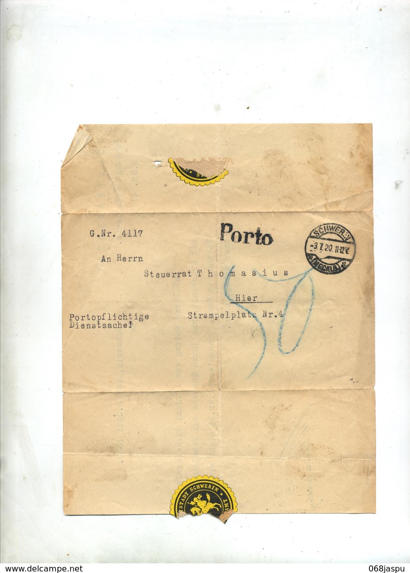 Lettre Payé Cachet Et Chiffre 50 Cachet Schwerin - Briefe U. Dokumente