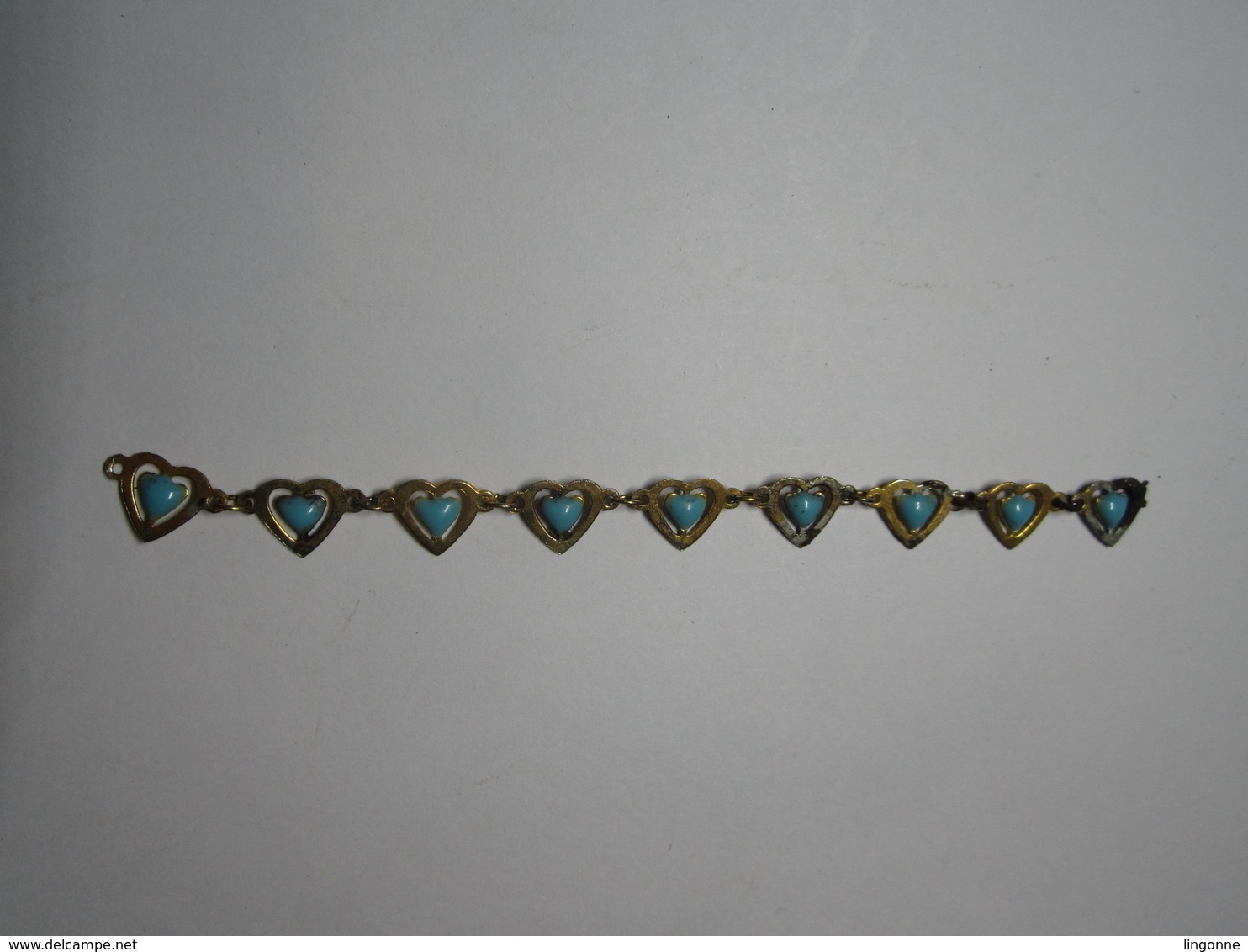 Ancien BRACELET CŒUR Pierre Bleu En Cœur ?  (A Réparer) Long 11 Cm Env - Bracelets