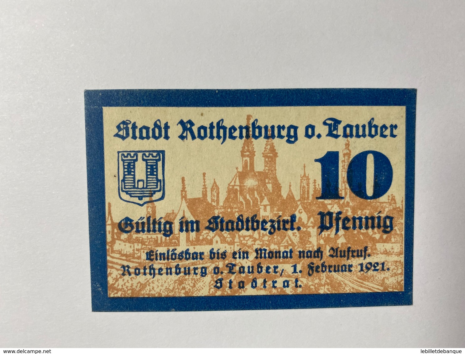 Allemagne Notgeld Rothenburg 10 Pfennig - Collezioni