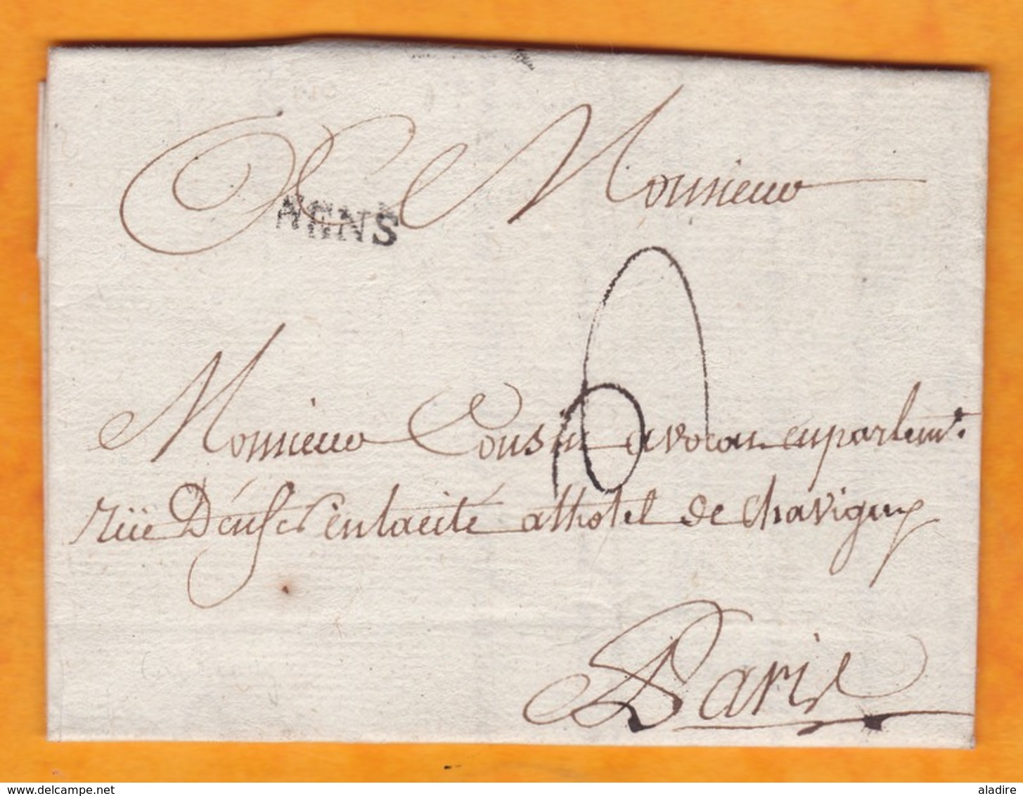 1774 - Marque Postale SENS, Yonne  Sur Lettre Avec Correspondance De Courtenay, Loiret  Vers Paris - Cad D'arrivée - 1701-1800: Precursors XVIII