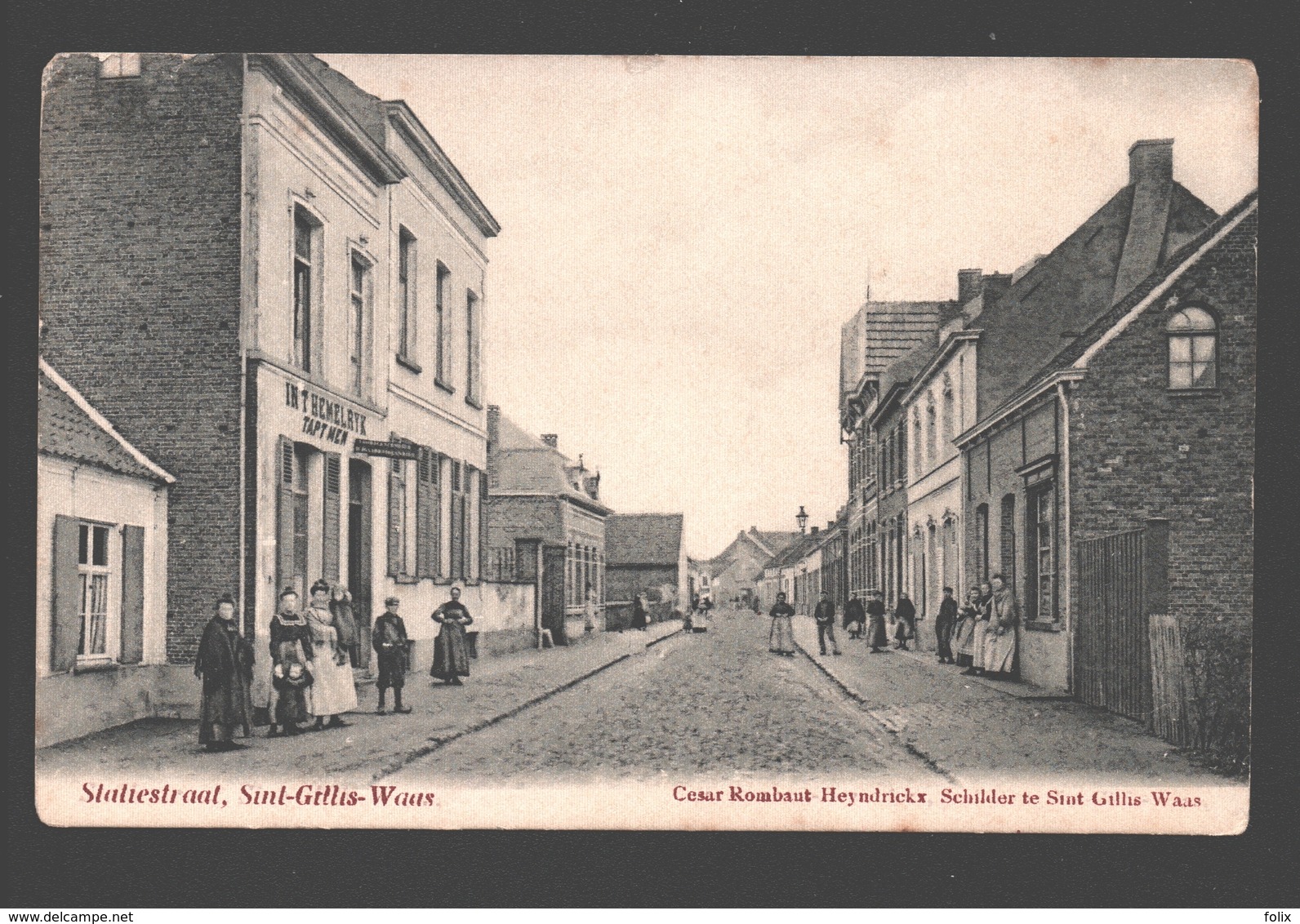 Sint-Gillis-Waas - Statiestraat - Uitgave Cesar Rombaut-Heyndrickx, Schilder - 1907 - Zeer Geanimeerd - Sint-Gillis-Waas