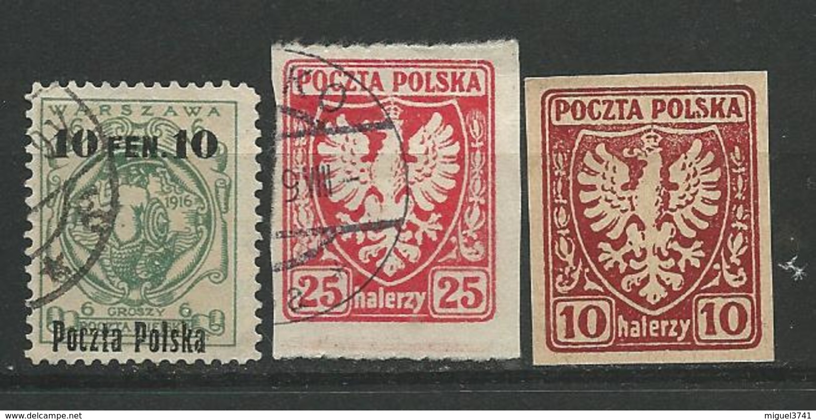 POLOGNE  ANNEE 1918/1919  - 3 TIMBRES  OBLITERE VOIR SCAN - Usati