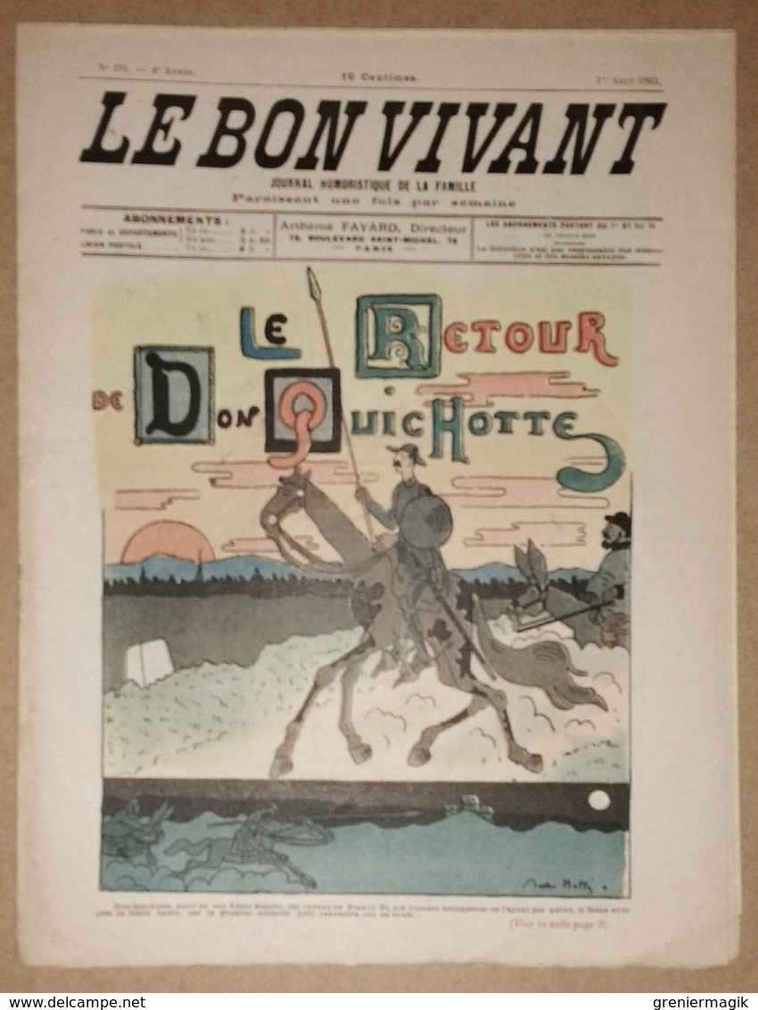 Le Bon Vivant N°194 Du 1er Aout 1903 Le Retour De Don Quichotte Par André Hellé - Radiguet, Mauryce Motet, A. Vosrie - Autres & Non Classés