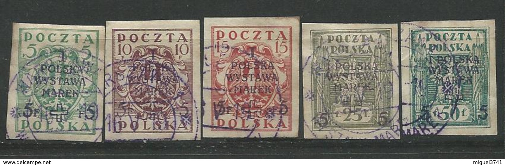 POLOGNE  ANNEE 1918/1919  - 5 TIMBRES Surcharge Non Dentelé  OBLITERE VOIR SCAN - Usati