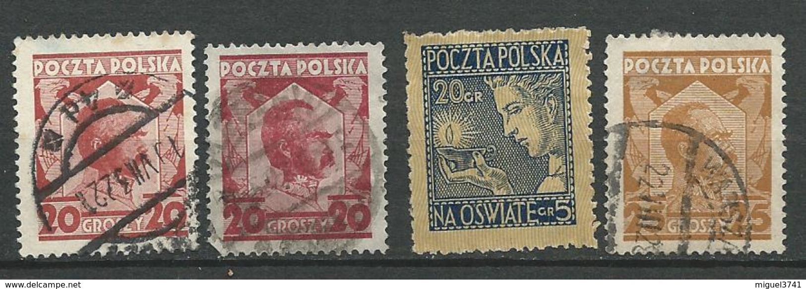 POLOGNE  ANNEE 1928  - 4 TIMBRES  OBLITERE VOIR SCAN - Usati