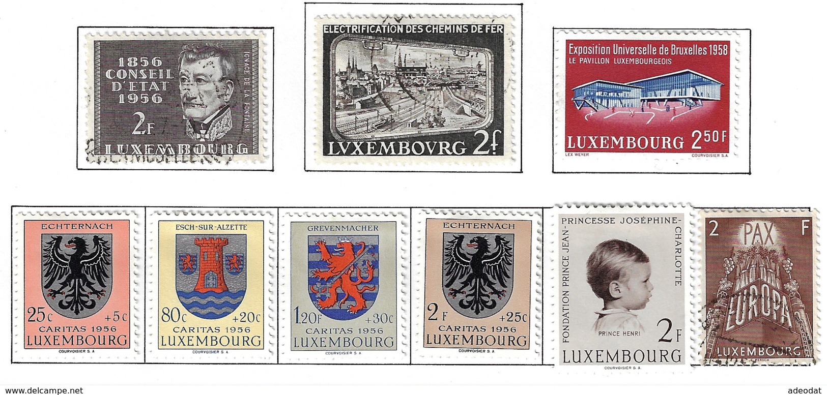 LUXEMBOURG A 1956-58 SCOTT 321,322,329 CANCELLED 326*,333*,B192-195* CATALOGUE VALUE US$4.55 - Usati