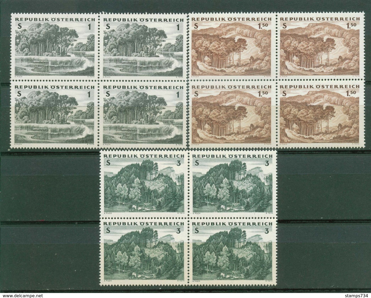 Austria 1962 Wald, In Viererblock, MNH** - Unused Stamps