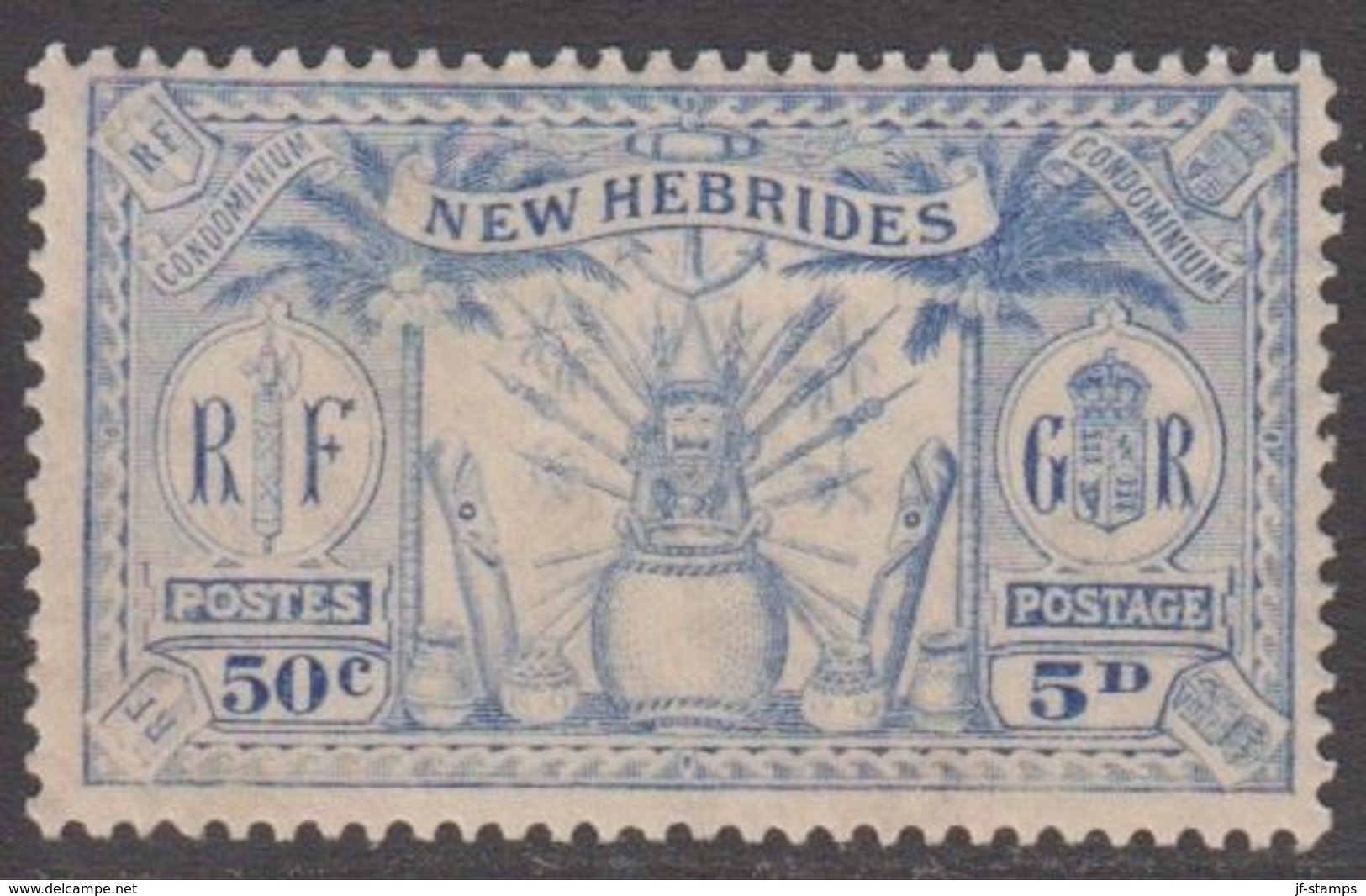 1925. NEW HEBRIDES.  British Issue.  5 D - 50 C  (Michel 81) - JF318342 - Nuevos