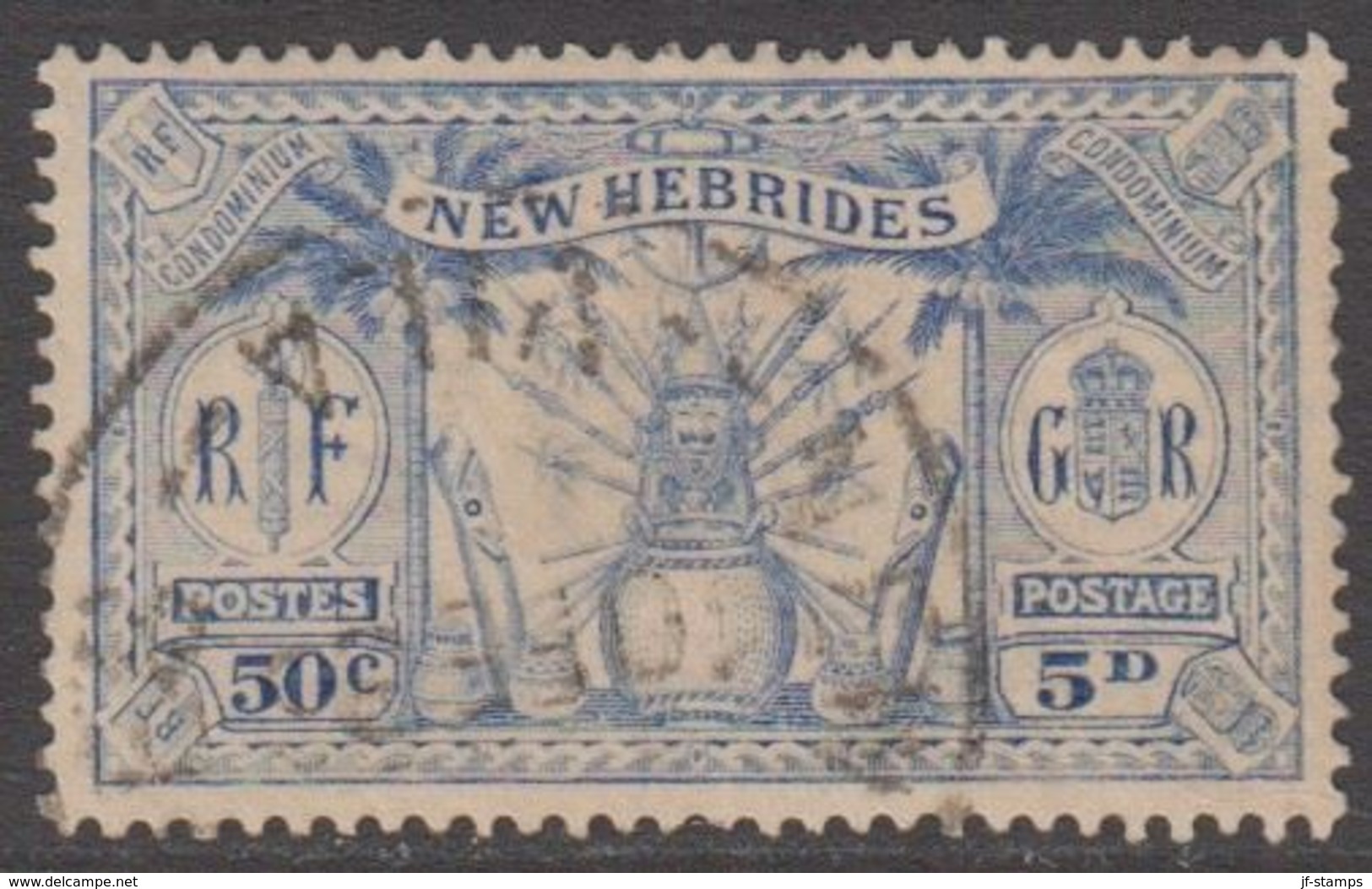 1925. NEW HEBRIDES.  British Issue.  5 D - 50 C  (Michel 81) - JF318343 - Usados