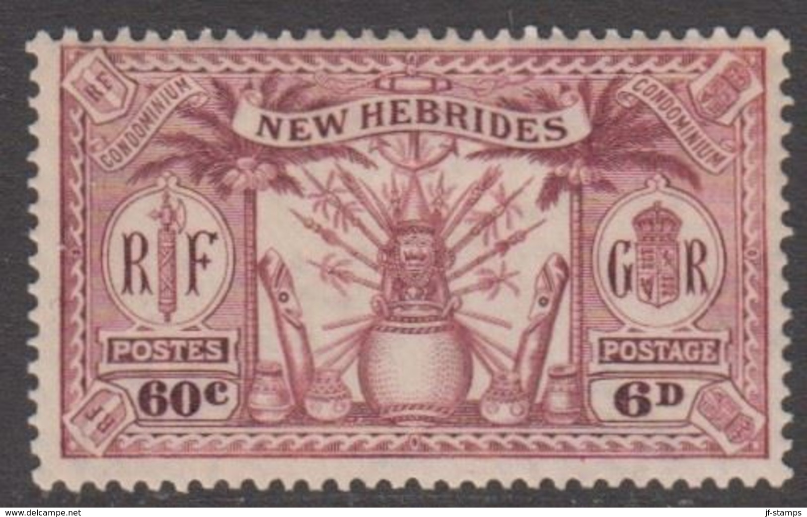 1925. NEW HEBRIDES.  British Issue.  6 D - 60 C  (Michel 82) - JF318344 - Ongebruikt